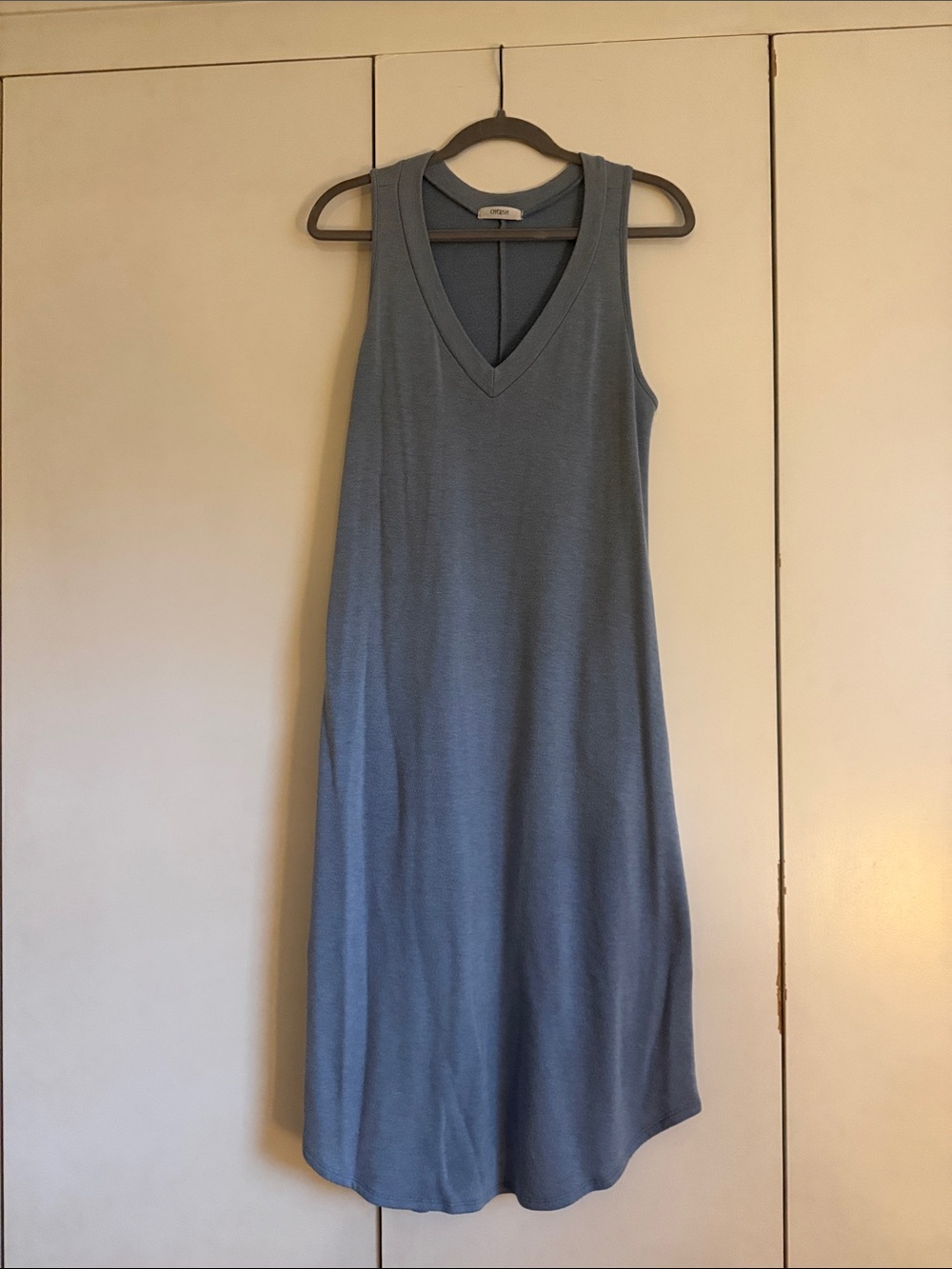 Cherish Sleeveless V-Neck Knit Dress in Slate Blue